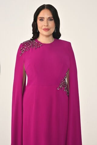 Şal Kollu Bel ve Omuz Aksesuarlı Örme Kumaş Midi Elbise