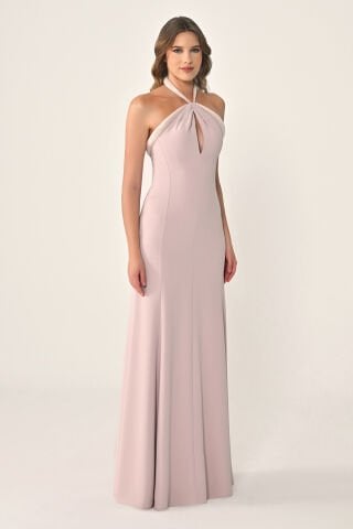 Üst Payet Aksesuarlı Örme Kumaş Uzun Elbise