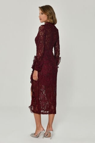 Yırtmaçlı Uzun Kollu Elbise