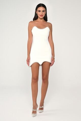 Strapless Stripe Accessorized Short Dress