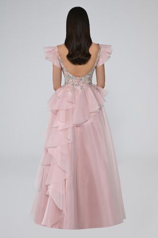 V-NECK LAYER PRINCESS LONG DRESS