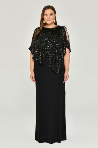 Shawl Sequined Top Long Dress
