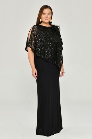 Shawl Sequined Top Long Dress