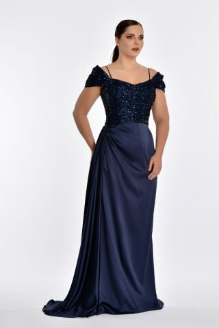 LOW SHOULDER THIN STRAP SLOT LONG DRESS