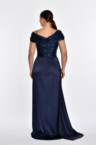 LOW SHOULDER THIN STRAP SLOT LONG DRESS