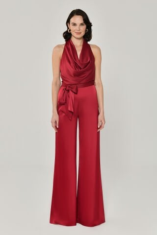 DEGAGE WAISTLINED LONG LEG JUMPSUIT