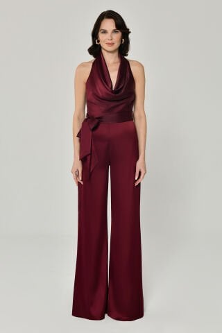 DEGAGE WAISTLINED LONG LEG JUMPSUIT