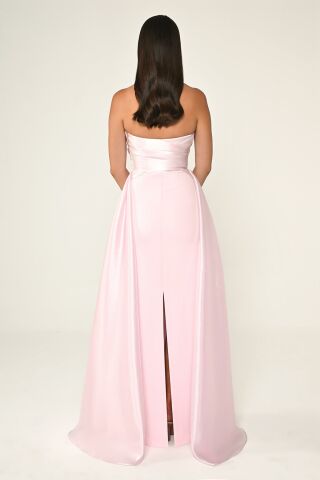 Halter Neck Floral Accessory Long Dress Pink - 40