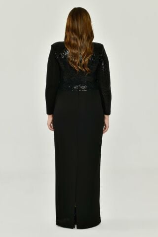 LONG SLEEVE V NECK LONG DRESS
