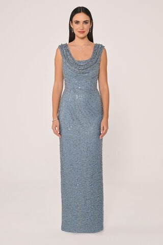 Degaje Yaka Payet Uzun Elbise