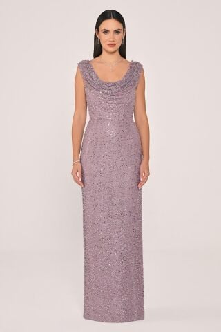 Degaje Yaka Payet Uzun Elbise