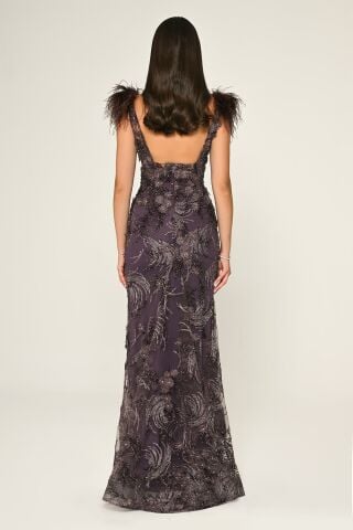LONG DRESS WITH DEEP V-NECK SHOULDER