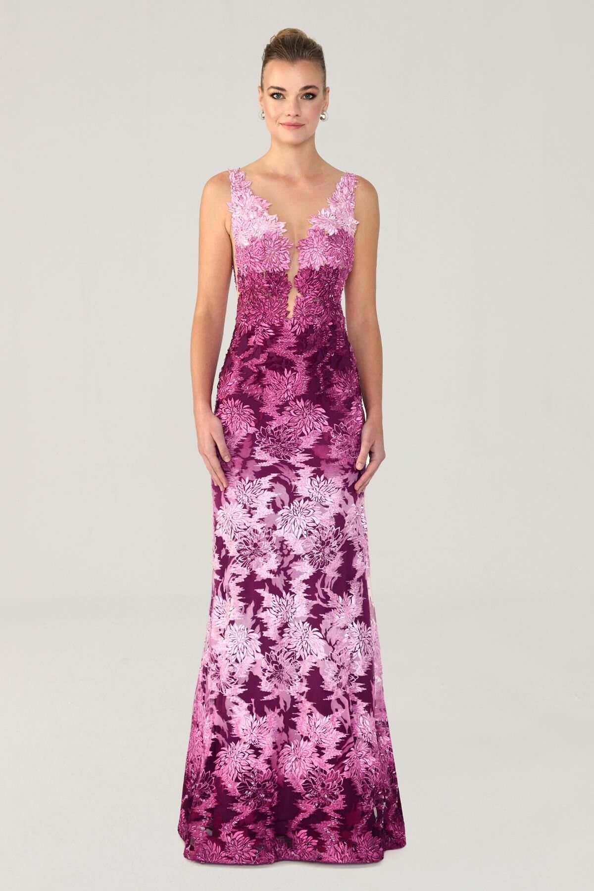 Göğüs Transparan Uzun Elbise